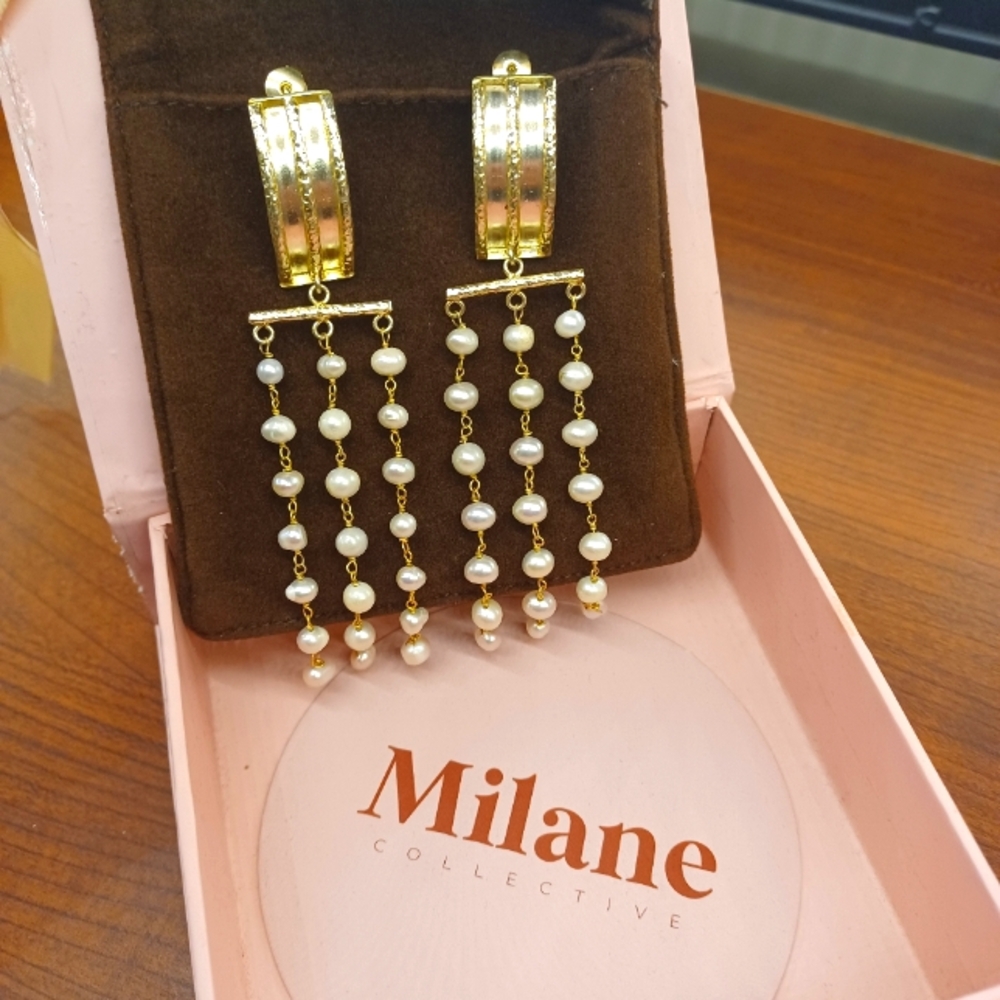 Milane Collective Gold & Pearl Dangle Earrings